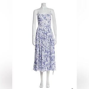 Reformation Floral Midi Skirt in Blue and White Size 2